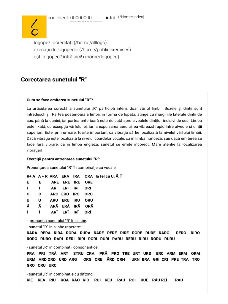 Corectarea Sunetului R | PDF