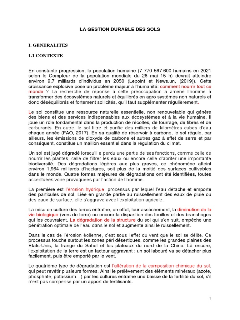 Gestion durable des sols et défis globaux | PDF | Sol (pédologie) | Argile