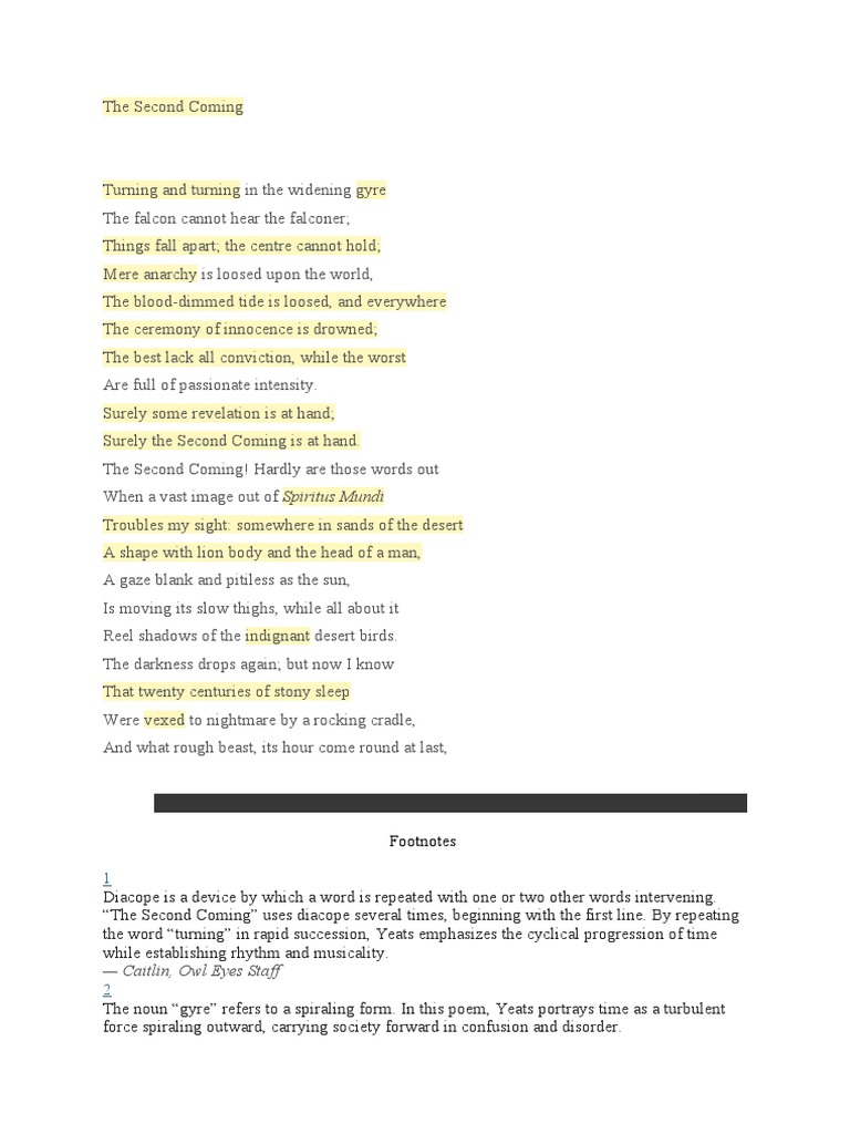 The Second Coming | PDF | Poetry | W. B. Yeats