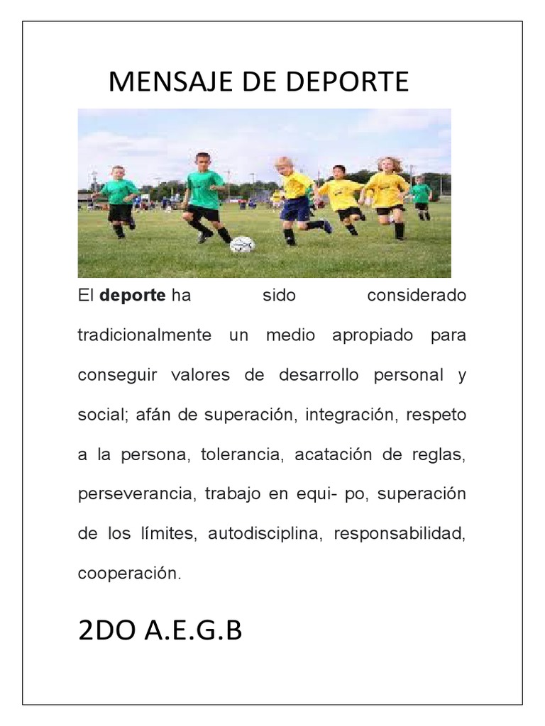 Mensaje sobre el valor del deporte | PDF