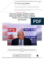 HDFC Bank HDFC Merger - Was The Merger of HDFC-HDFC Bank Inevitable - Think A Bulking Lender, Its Net Worth, and Succession - The Economic Times