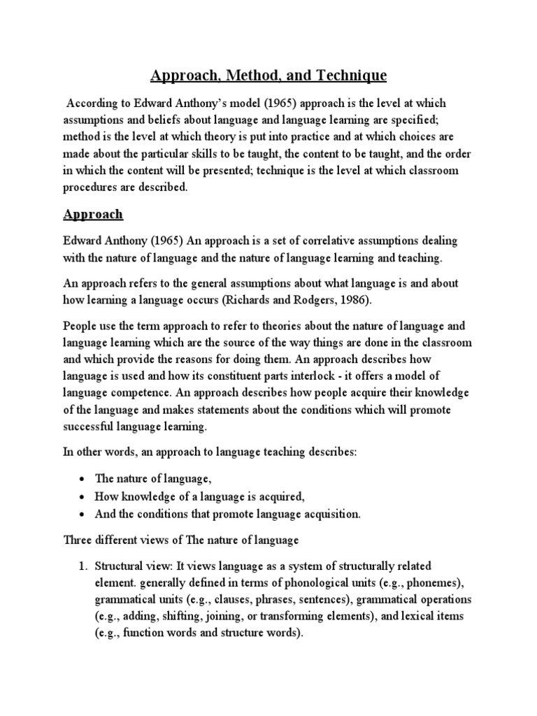 Approach Method And Technique Pdf
