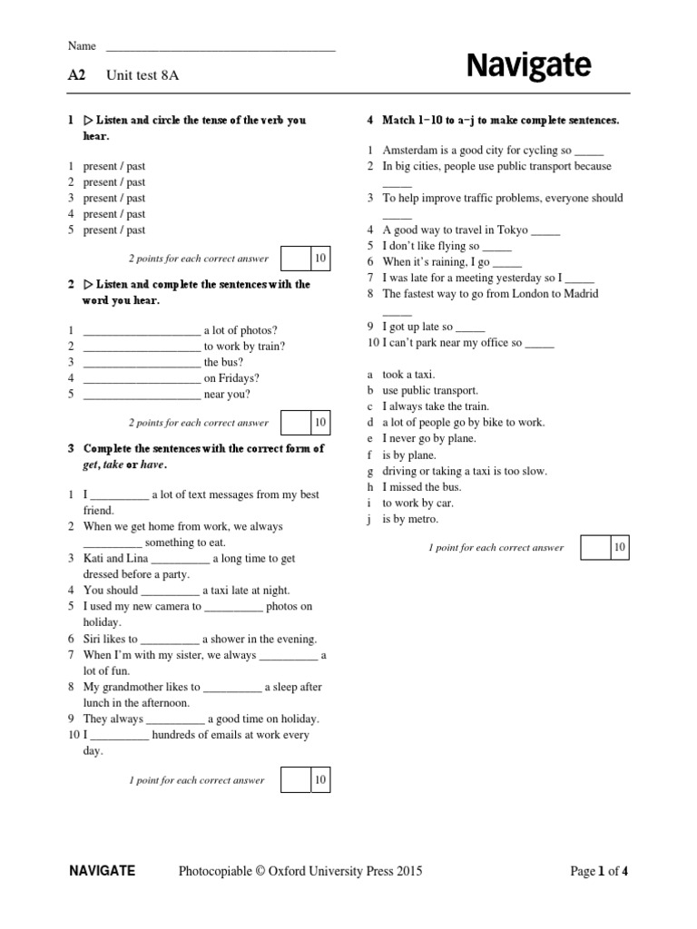 Unit Test 8A | PDF