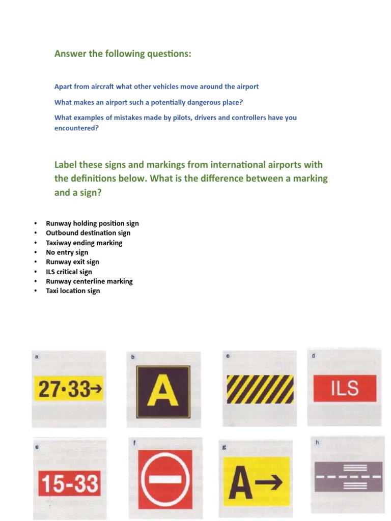 Airport Outbound Destination Signs Explained | PDF | Airport | Runway