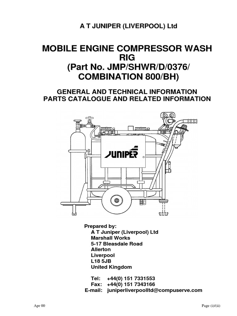 Juniper Mobile Engine Wash Rig Manual | PDF | Valve | Machines