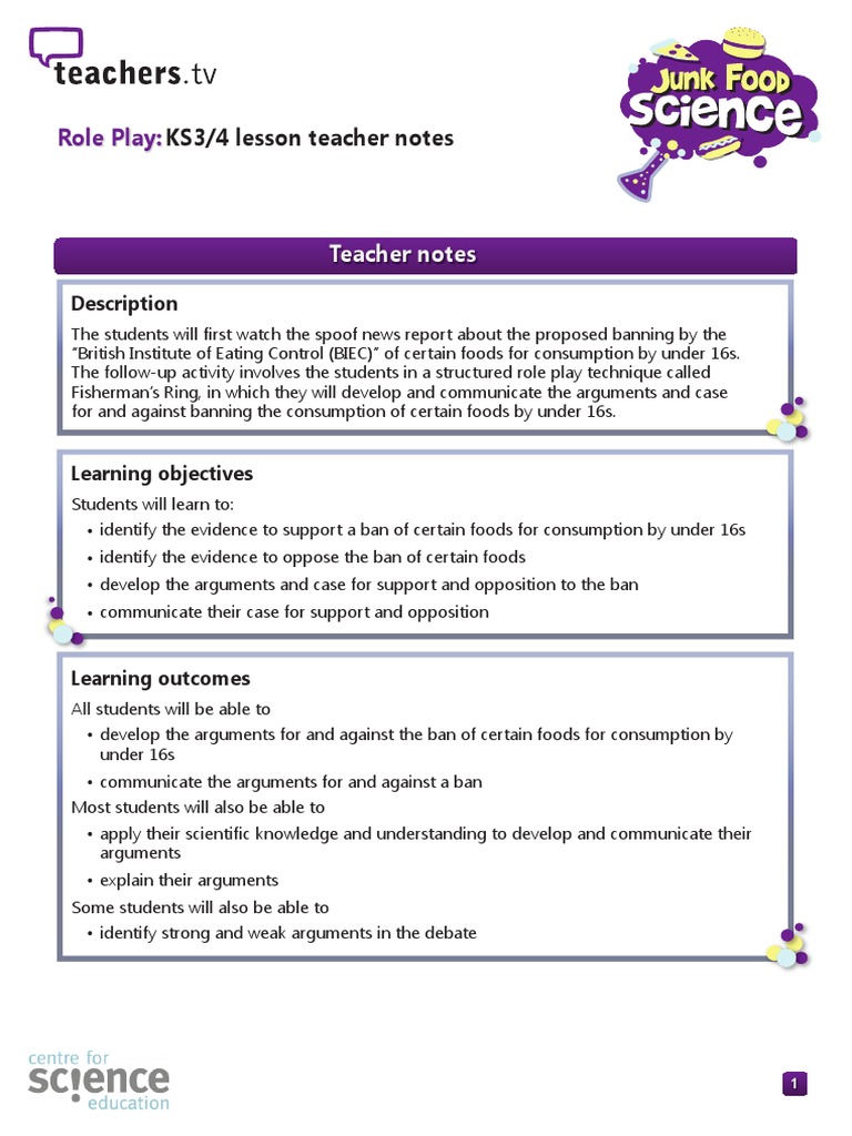 Printable Teacher Lesson Notes | PDF | Healthy Diet | Foods