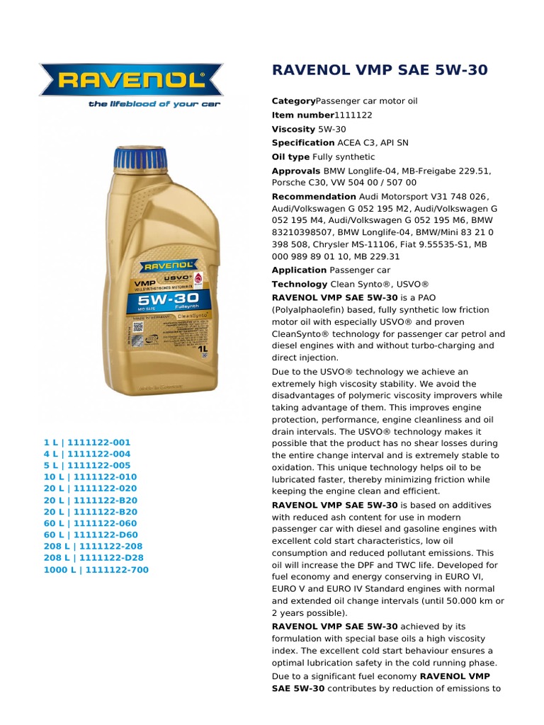 Tds 1111122En PDF Motor Oil Chemistry