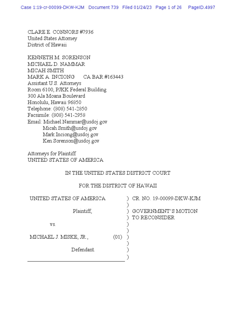 Government Motion To Reconsider Motion To Withdraw As Counsel PDF