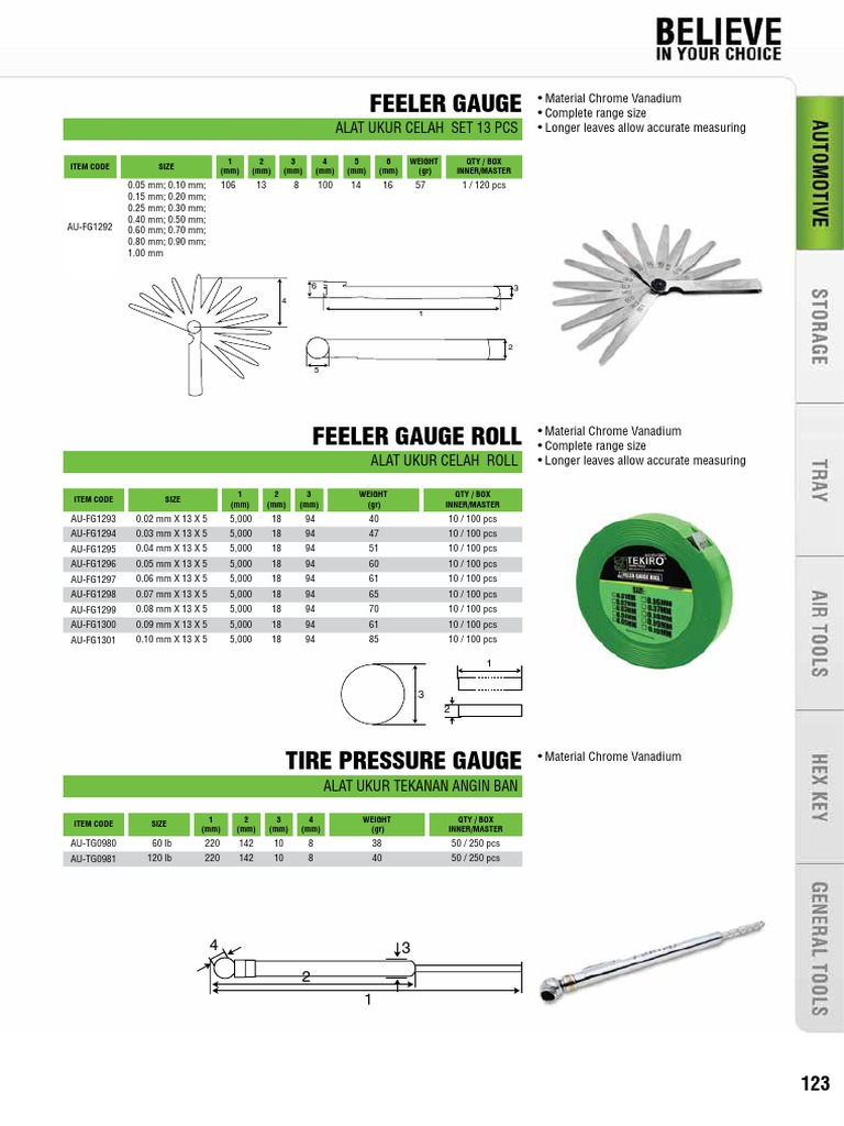 Feeler Gauge Tekiro PDF Manufactured Goods