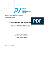 L'absentéisme Au Secondaire II: Le Cas D'une Classe de 1C