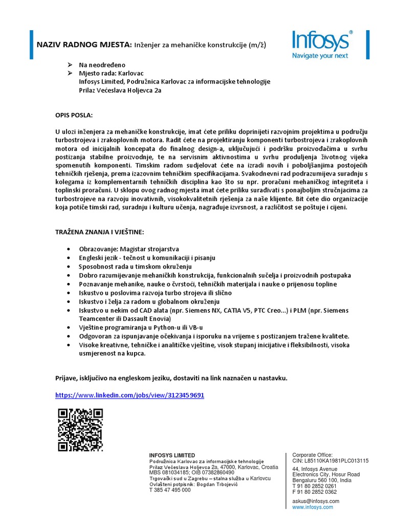 Inzenjer Za Mehanicke Konstrukcije - Fakultet - v1 | PDF