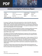 Aviation Investigation Preliminary Report