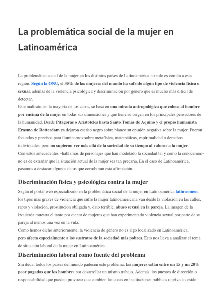 Problemática social de la mujer en Latinoamérica | PDF | La violencia ...