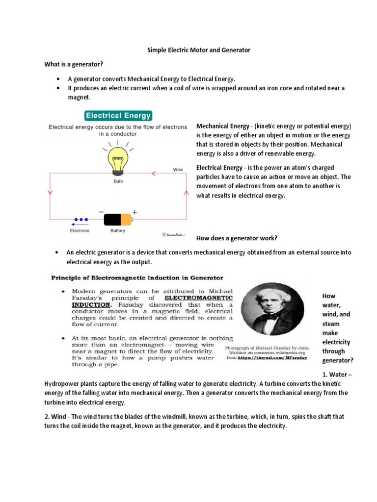 Simple Electric Motor and Generator PDF Electric Generator