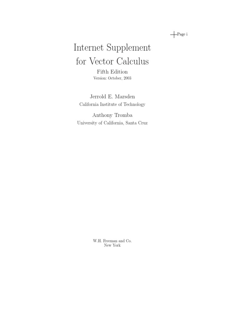 Vector Calculus Marsden SI PDF Derivative Integral