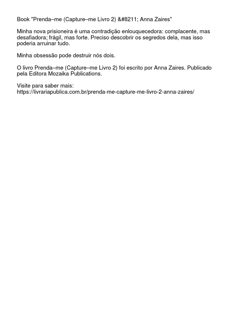 Prenda-Me (Capture-Me Livro 2) – Anna Zaires | PDF