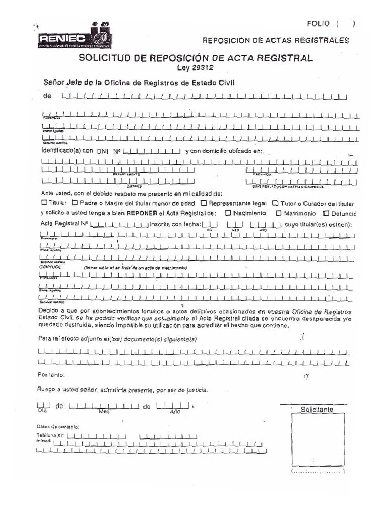 Formato de Reposicion de Actas PDF | PDF