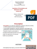 Interpretation of Prescriptions and Medication Orders Lecture