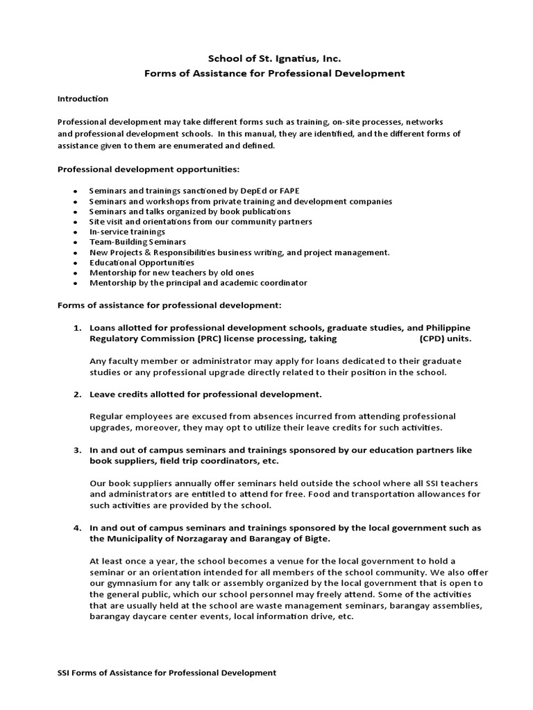 Professional Development Assistance Guide | PDF