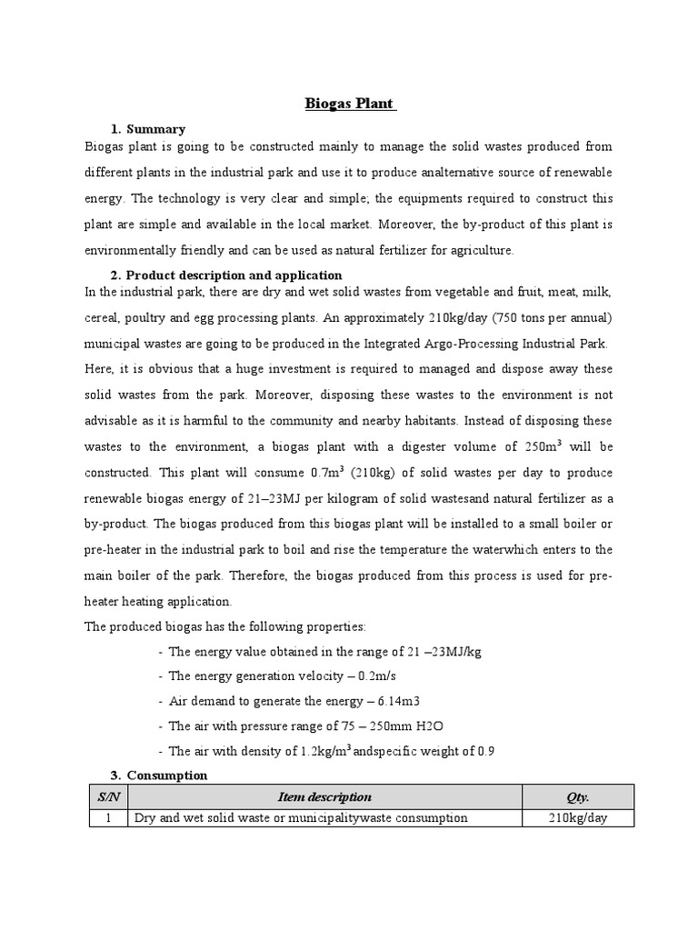 Biogas Plant Project Overview | PDF | Anaerobic Digestion | Biogas