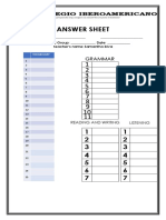 Answer Sheet 1ST Grade Exam 1ST Block