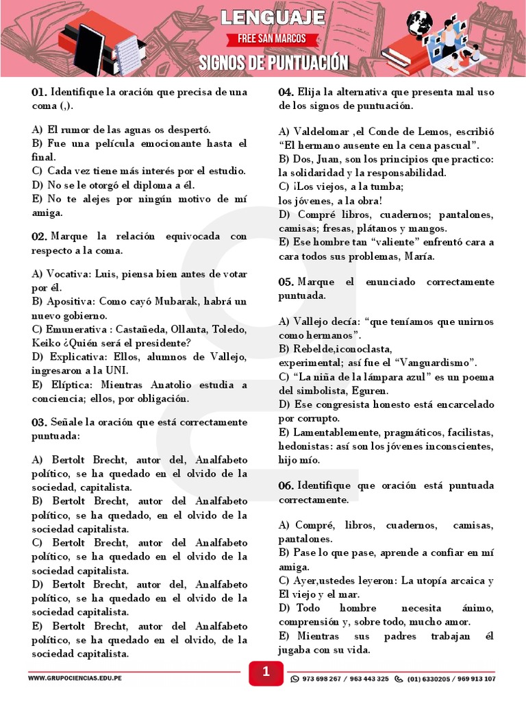 Ejercicios de Puntuación y Comas | PDF | Libros para adolescentes