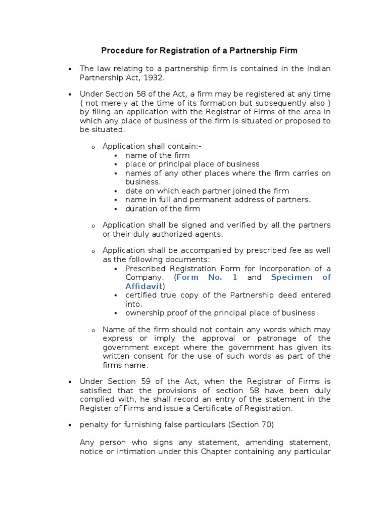 Partnership Firm Registration Procedure | PDF | Partnership | Law Of Agency