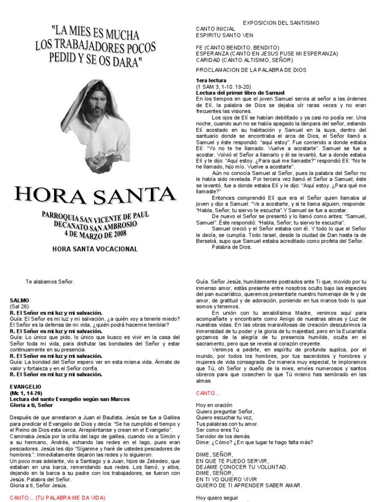 Hora Santa por Vocaciones | PDF | María, madre de Jesús | Cristo (título)