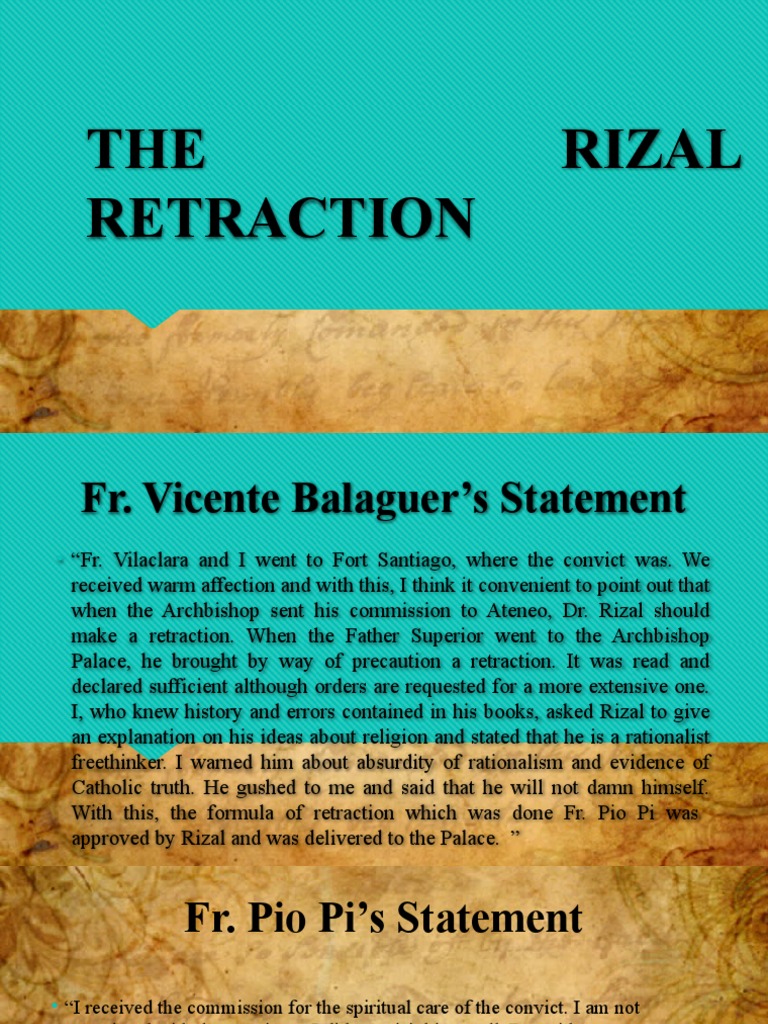 Rizal's Retraction Explained | PDF