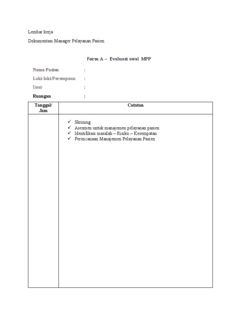 Formulir Manajemen Pelayanan Pasien | PDF | Komputer