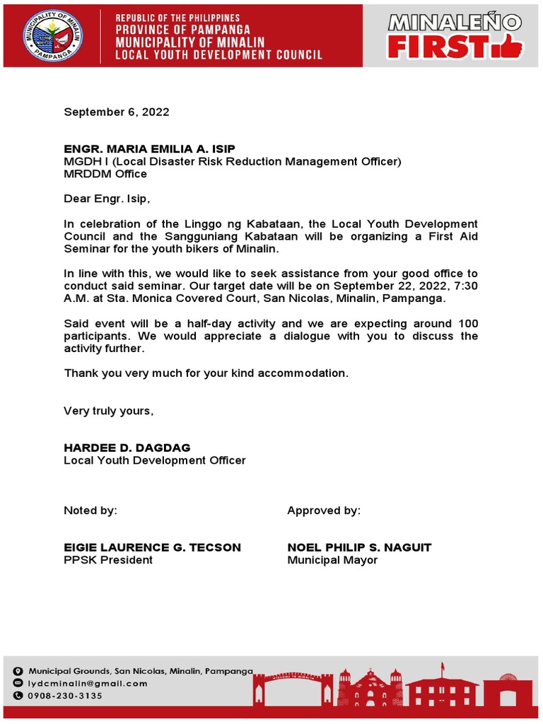Hardee Request PDF Youth Organizations Philippines