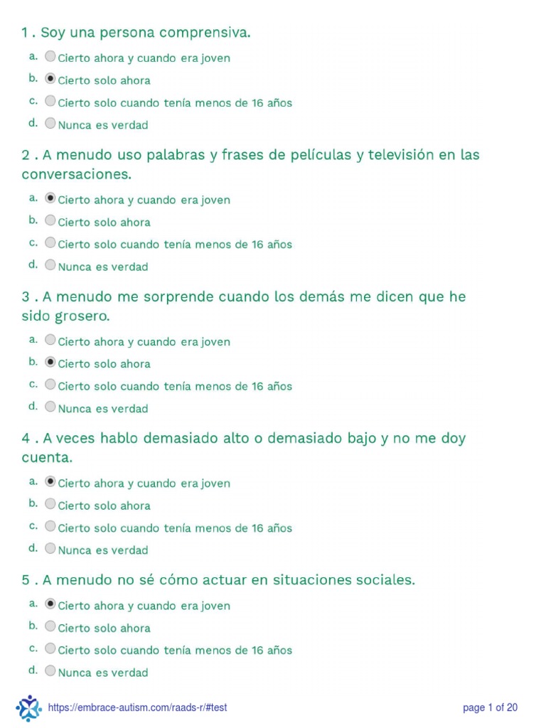 RAADS-R Autism Assessment Tool | PDF