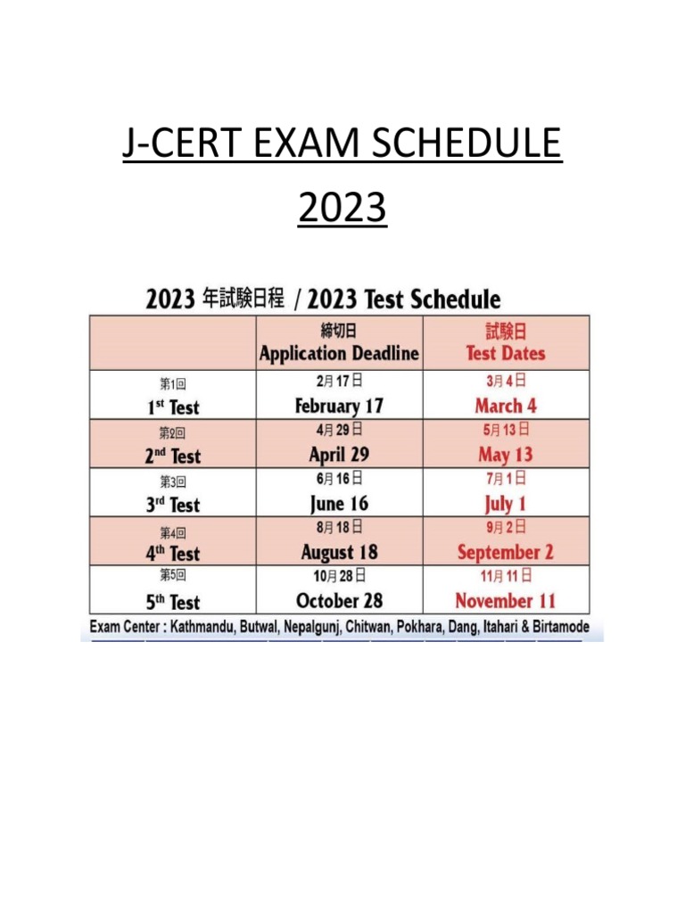 JCert Exam Schedule 2023 PDF