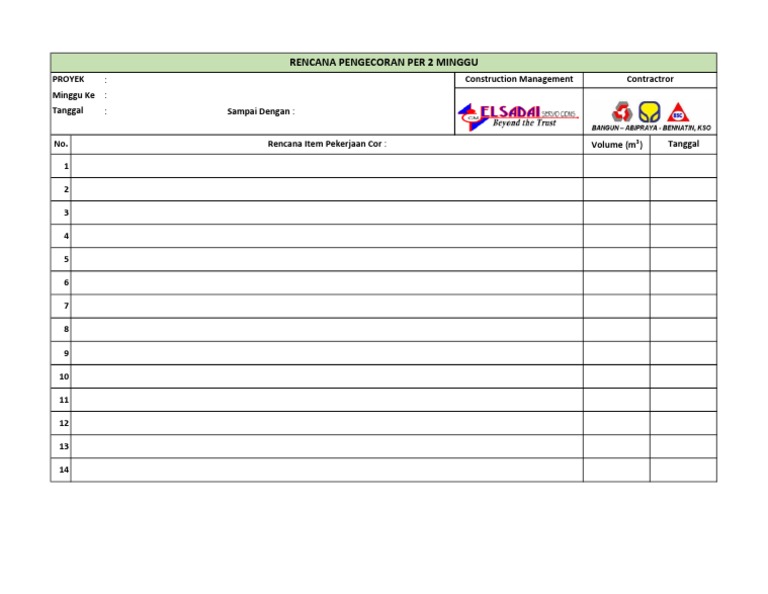 Form Rencana Cor | PDF