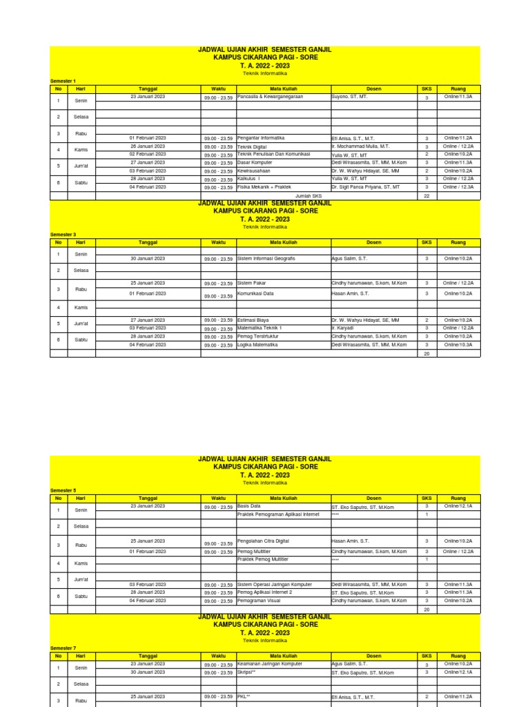 Jadwal Uas Ganjil 20222023 PDF