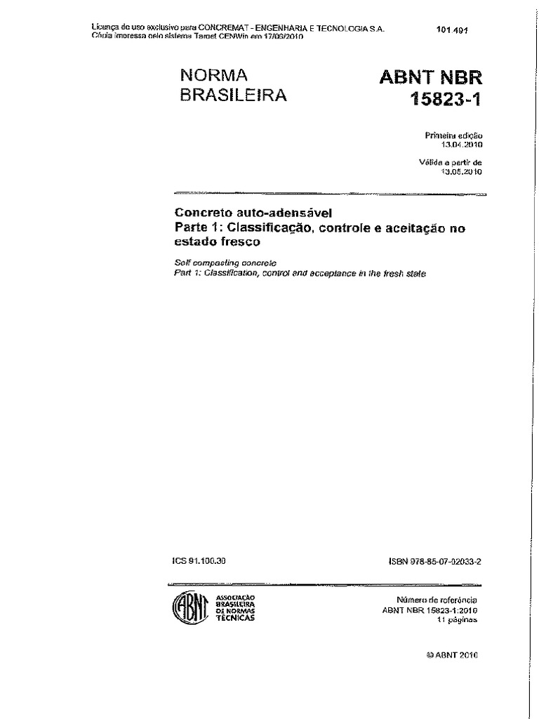NBR 15823-1 - Concreto Auto-Adensável | PDF