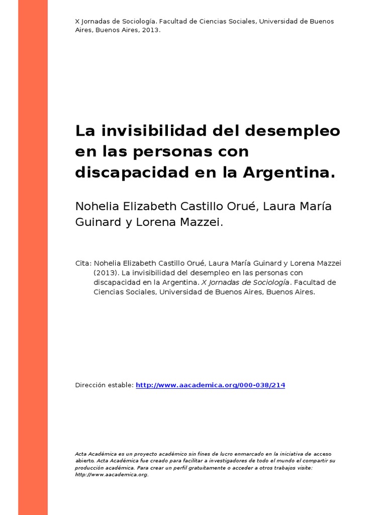 Desempleo y discapacidad en Argentina | PDF | Invalidez | Derecho laboral