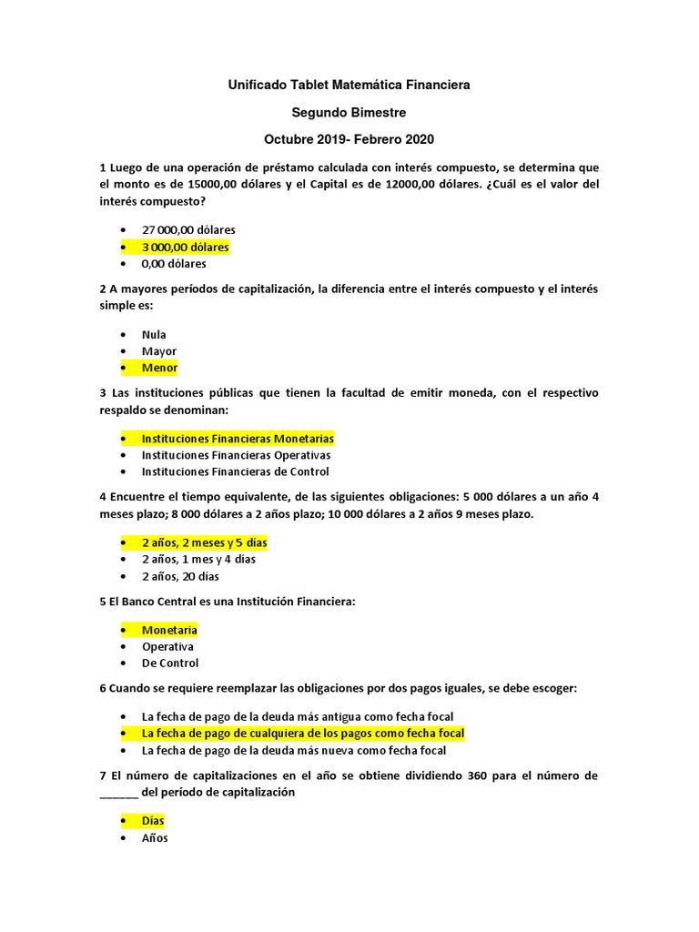 Ejercicios de Matemática Financiera | PDF | Interés | Tasas de interés