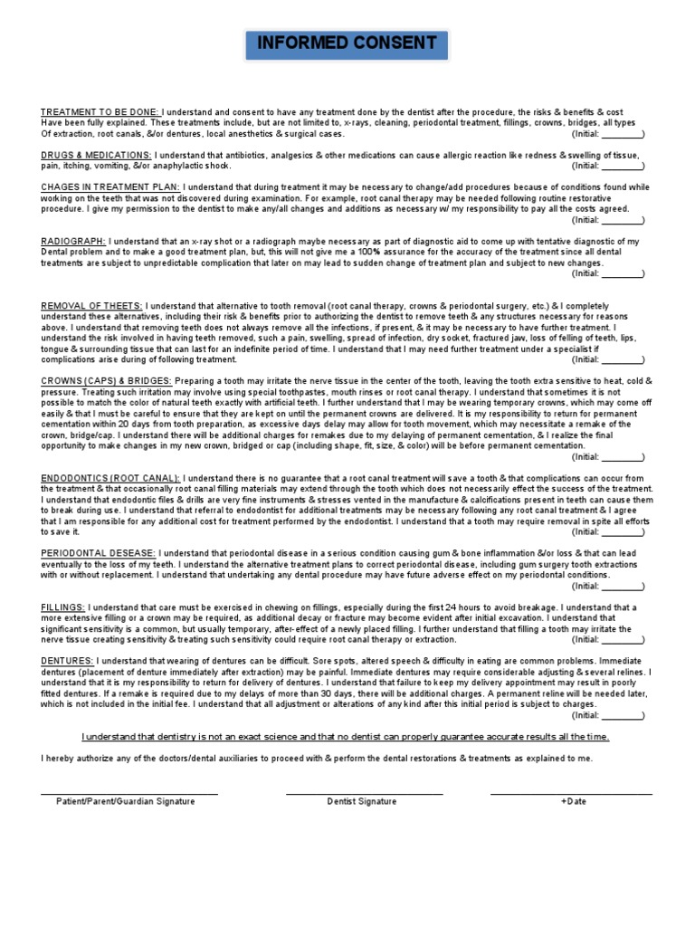 Informed Consent | PDF | Dentistry | Periodontology