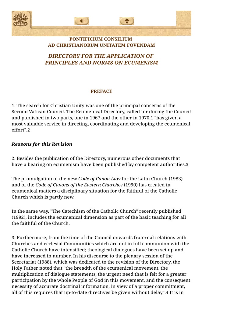 Ecumenism: Directory for Catholic Unity | PDF | Ecumenism | Catholic Church