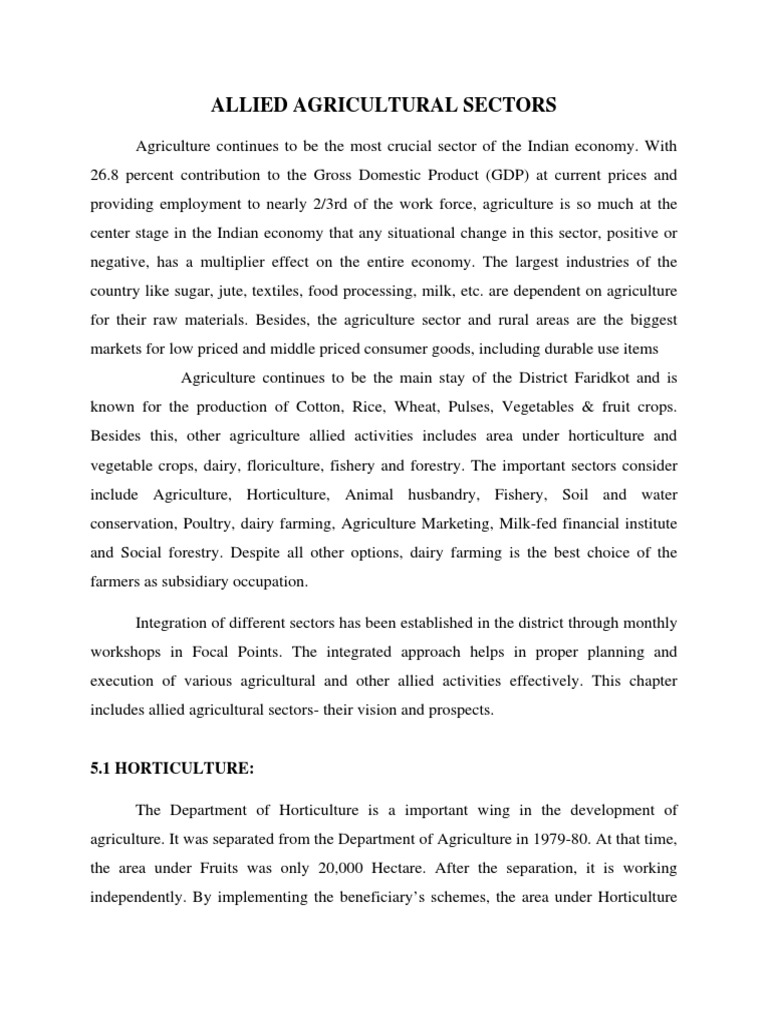 Allied Agricultural Sectors PDF Agriculture Irrigation