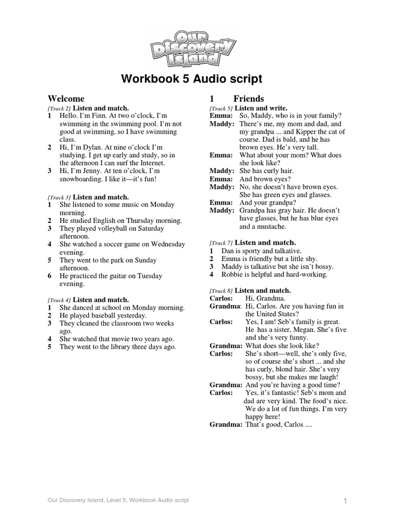 Audio Script for Discovery Island 5 | PDF