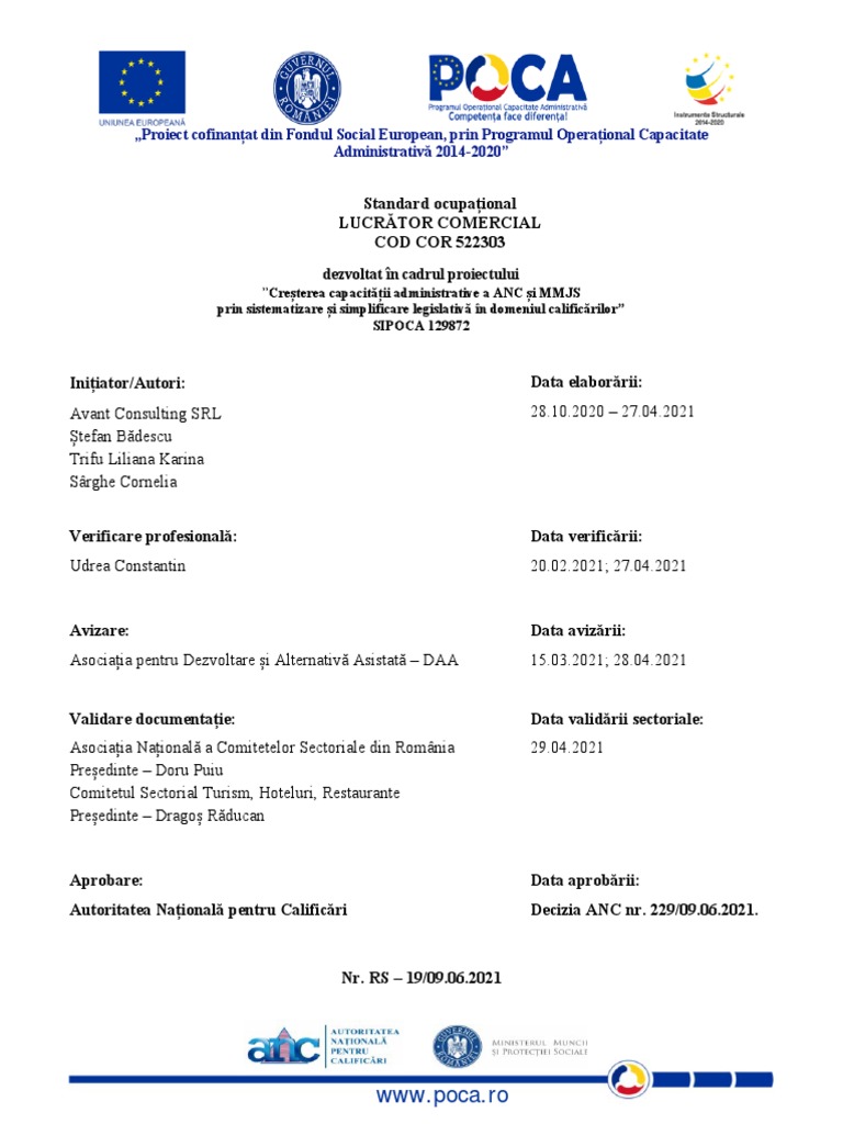 Lucrator Comercial Standard | PDF