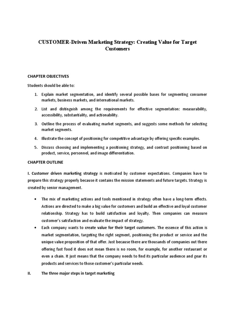 Customer-Driven Marketing Strategy (WRITTEN REPORT) | PDF | Market ...