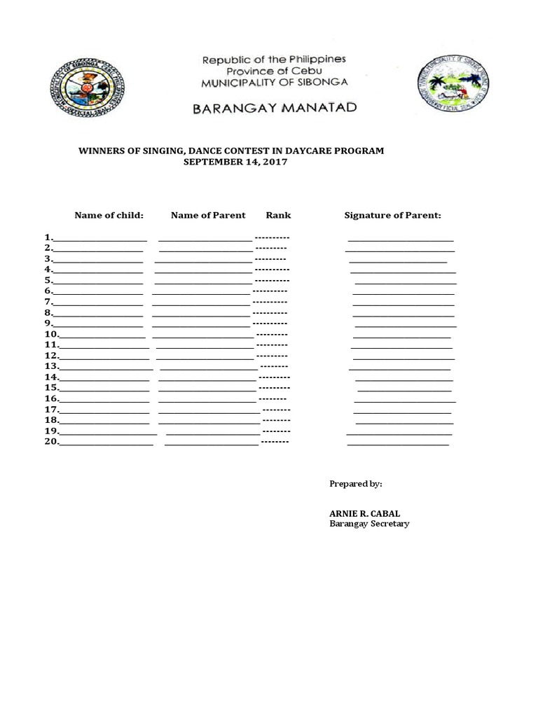 Attendance Sheet For Feeding Program at Sitio Gipon | PDF | Career ...