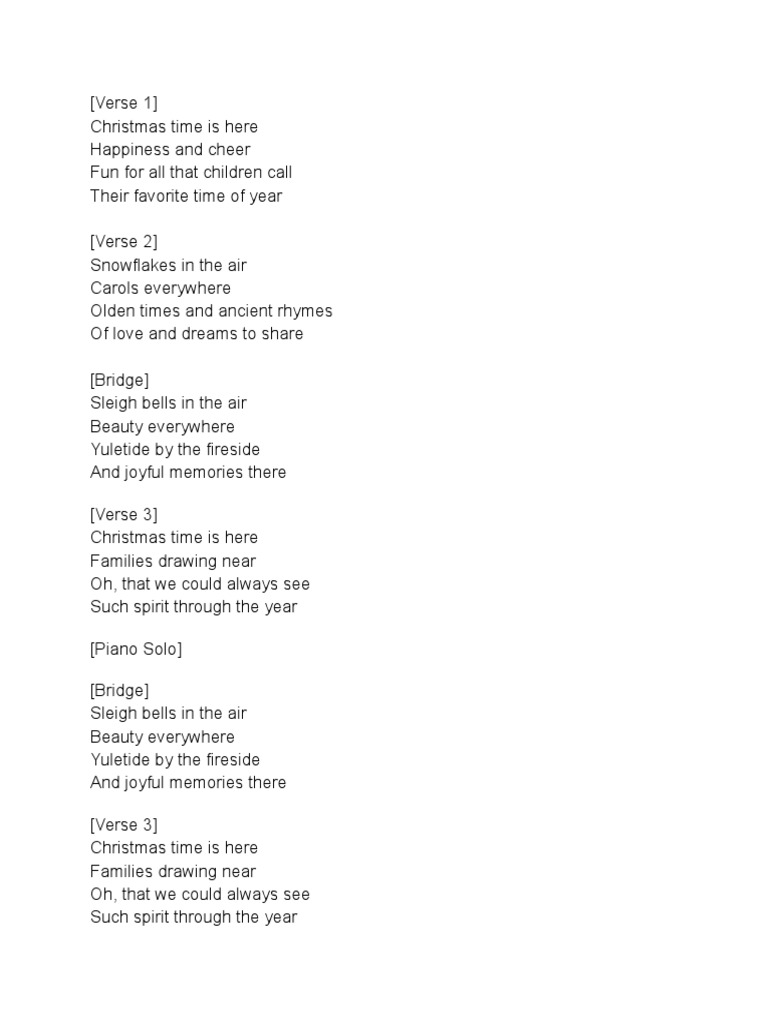 Christmastime is here lyrics pdf