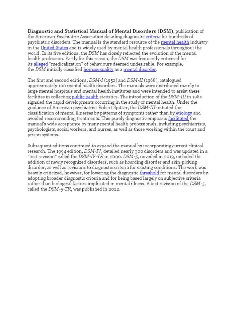 Diagnostic and Statistical Manual of Mental Disorders | PDF | Social ...