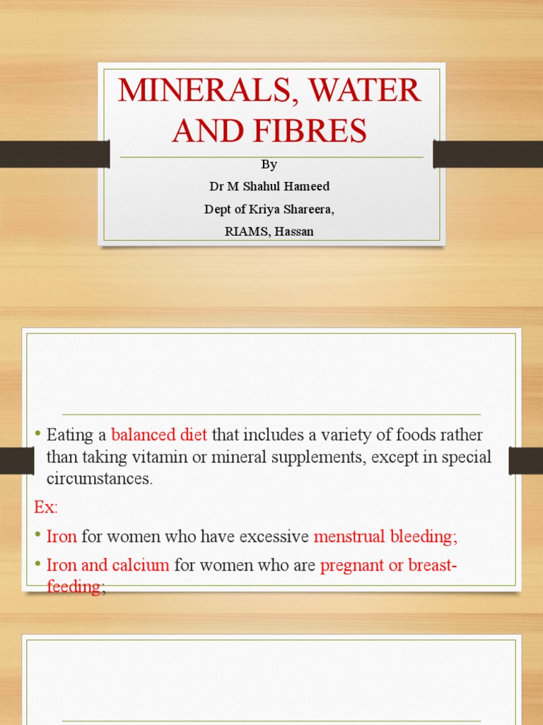 Minerals, Water and Fibres PDF Dietary Fiber Diet & Nutrition