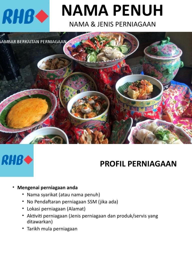 Template Pitching RHB #JOMBIZ - Pelan Perniagaan | PDF