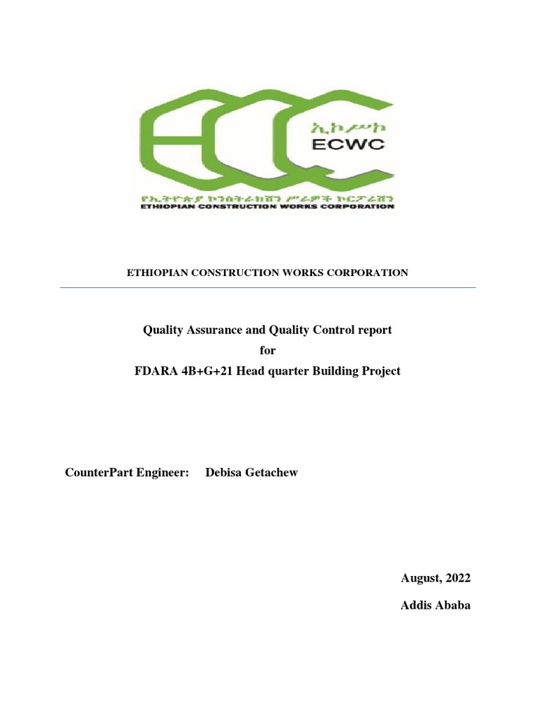 August Qa QC Report (Fdara 4b+g+21) | PDF | Project Management | Concrete